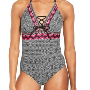 KONA Sol Swimsuit One Piece Black Lace Up
